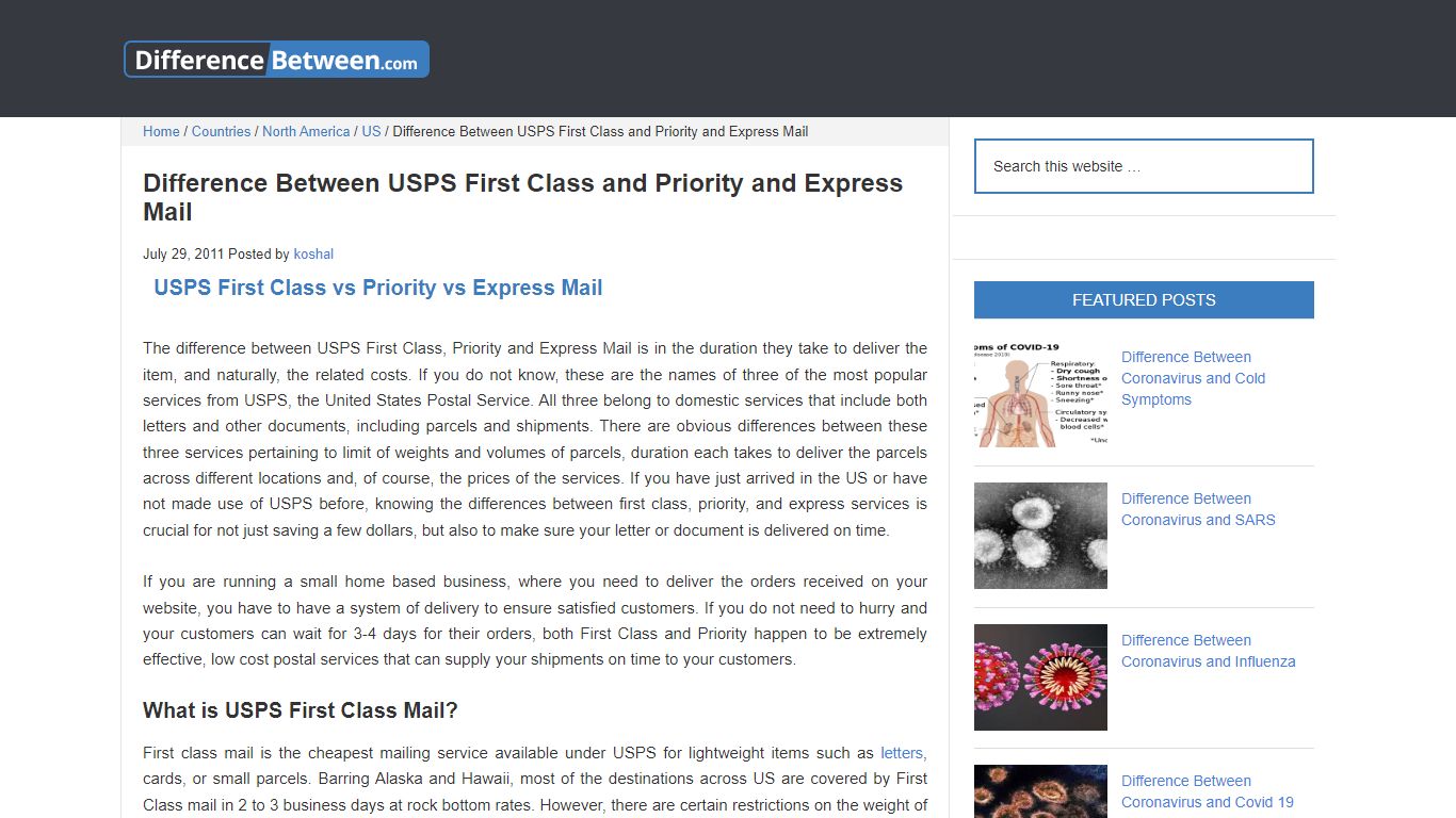 Difference Between USPS First Class and Priority and Express Mail